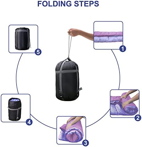 Camping Sleeping Bags for Adults Kids - All Season Warm & Cold Weather Backpacking Hiking XL Size Roomy Camping Gear Equipment for Couples Outdoor Car Family Travelling - Lightweight & Waterproof - Image 6