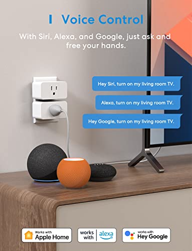 Meross Smart Plug Mini, 15A & Reliable Wi-Fi, Support Apple HomeKit, Siri, Alexa, Echo, Google Assistant and Nest Hub, App Control, Timer, No Hub Needed, 2.4G WiFi Only, 2 pack - Image 3