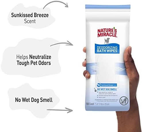 Nature's Miracle Deodorizing Bath Wipes for Dogs, 100 Count, Clean Breeze Scent - Image 6