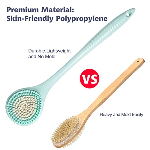 BEDELITE Back Bath Brush Long Handle for Shower - Soft Shower Brush for Men & Women,Back Brush Scrubber(16.4" Long), Skin Exfoliator for Bath Scrubber Body Brush(Blue) - Image 2