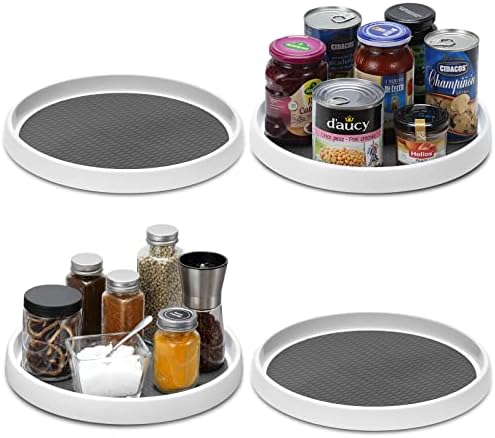 [ 4 Pack ] 12 Inch Non-Skid Turntable Lazy Susan Organizers - Spinning Rack for Cabinet, Pantry Organization and Storage, Kitchen, Fridge, Vanity, Countertop, Under Sink Organizing, Spice Spinner - Image 2