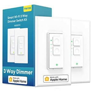 3 Way Smart Dimmer Switch Kit, Meross Smart Light Switch Supports Apple HomeKit, Siri, Alexa, Google Assistant & SmartThings, 2.4GHz Wi-Fi Light Switch, Neutral Wire Required, Remote Control Schedule