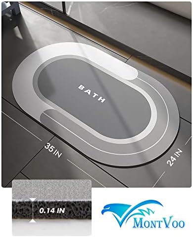 MontVoo-Bathroom Rug Mat-Bath Mat Rug for Bathroom Non Slip Absorbent No Stains Quick Dry Bathroom Floor Mat Washable-Thin Bathroom Rugs Fit Under Door-Rubber Bathmat Shower Rug-24"x35" Gray - Image 7