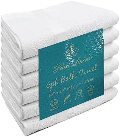 Pearl Linens 100% Cotton Premium Bath Towel Set for Gym, Pool & Spa - 6 Pack – 24” x 50” | Bathroom Towels | Luxury Bath Towels | 500 GSM | Lightweight, Soft & Absorbent | Bath Towels Set of 6 | White - Image 6