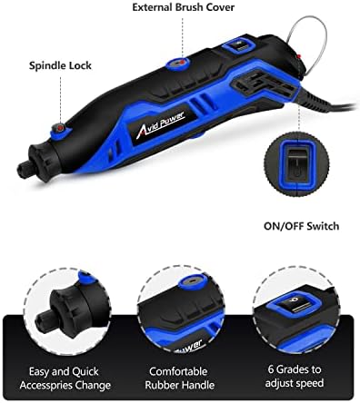 AVID POWER Rotary Tool with Flex Shaft 1.0 Amp Electric Rotary Tool, 6 Variable Speeds, 107 Pieces Rotary Tool Accessories & Carrying Case for Grinding, Cutting, Carving and Sanding - Blue - Image 2