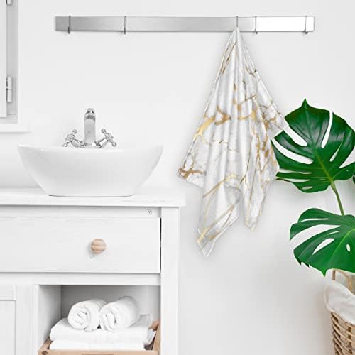 AUUXVA White Gold Marble Hand Towels Set of 2 Bathroom Towel Soft Highly Absorbent Guest Face Towel Thin Multipurpose Towels for Kitchen Gym Hotel Sports Yoga Bath Home Easter Decor 16x30 Inch - Image 4