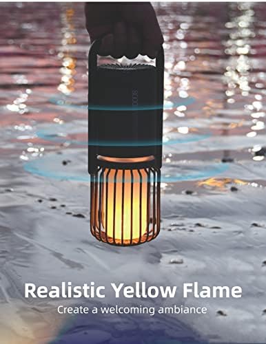 Kursoaya Camping Lantern, IPX5 Waterproof Outdoor Bluetooth Speaker with Lights, 3 Light Modes, 8000mAh Power Bank, Wireless Led Flame Lamp Camp Light for Power Outages, Emergency, Party, Hiking, Gift - Image 5