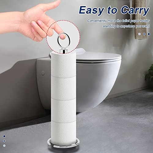 NearMoon Bath Toilet Paper Holder Stand, Free Standing Tissue Paper Storage with Reserve, Space Toilet 4 Rolls Holder for Bathroom/Kitchen Countertop-All Metal, Chrome Finish - Image 5