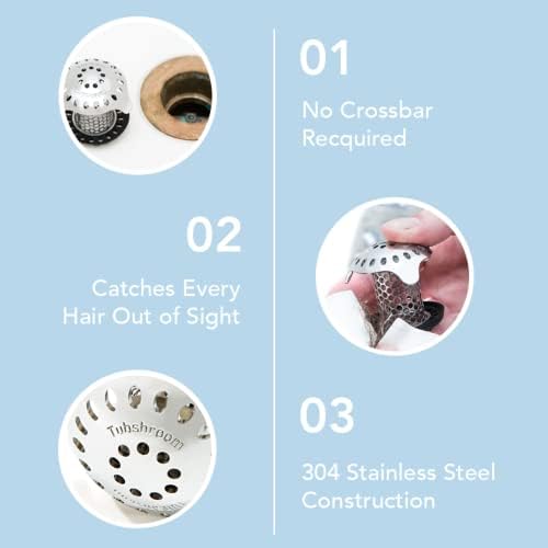 TubShroom Ultra Revolutionary Bath Tub Drain Protector Hair Catcher/Strainer/Snare Stainless Steel, 1-Pack, Silver - Image 9