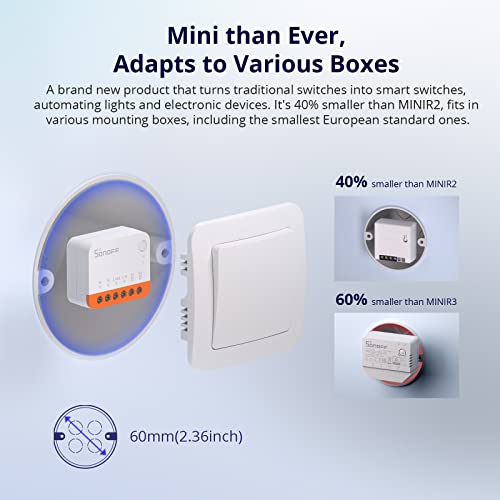 SONOFF MINIR4 10A Smart WiFi Extreme Wireless Light Switch,Universal DIY Module for Smart Home Automation Solution, Compatible with Alexa & Google Home Assistant, No Hub Required - Image 3