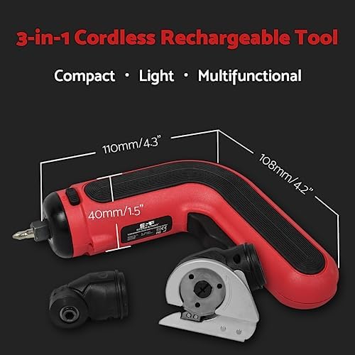 S&F STEAD & FAST Cordless Electric Scissors for Cardboard Box Fabric Carpet, 3-in-1 Rotary Cutter Electric and Screwdriver Combo, 3.6V Rechargeable Battery Screwzkuts Power Tool Kit with Gift Case - Image 2