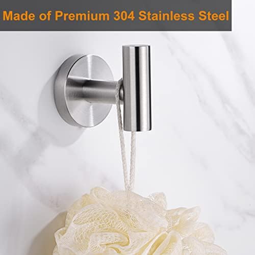 Nolimas Bathroom Towel Hooks SUS 304 Stainless Steel Coat Hook Round Clothes Towel Coat Robe Hook Cabinet Closet Door Sponges Holder for Bath Kitchen Garage Hotel,Wall Mounted, Brushed Nickel, 2Pack - Image 2