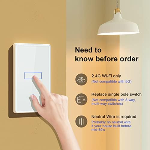Smart Switch 2.4GHz WiFi Smart Light Switch Compatible with Alexa and Google Home - Image 2