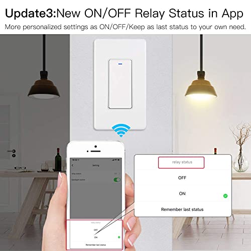 MoesGo WiFi Wall Push Button Smart Light Switch No Screw Panel Smart Life/Tuya Wireless Remote Control Single Pole or 3-Way Multi-Control Association Voice Control with Alexa,Google Home White 1 Gang - Image 5