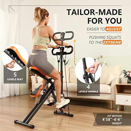 Niceday Hydraulic Squat Machine Exercise Equipment with LCD Monitor, Rowing Machine for Indoor Workout, 220 LBS Loading Capacity - Image 3