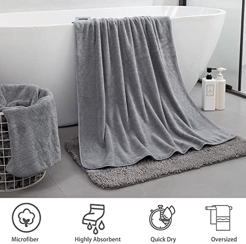 8-Piece Gray Bath Towels Set,2 Oversized Large Bath Towels Sheet,2 Hand Towels and 4 Washcloths - 600 GSM Soft Luxury Towel Set,Highly Absorbent Quick Dry Towel Collection for Bathroom,Hotel and Spa - Image 5