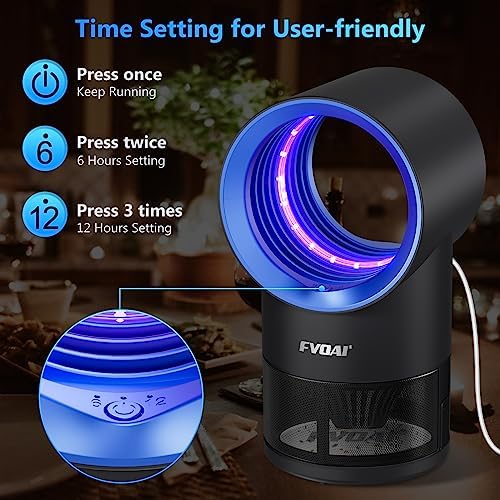 FVOAI Fly Traps Indoor for Home, Fruit Fly Trap for Indoors Bug Zapper M3 Indoor Insect Trap with Suction, Time Setting, Bug Light & 10 Pcs Sticky Glue Boards (Blue) - Image 5