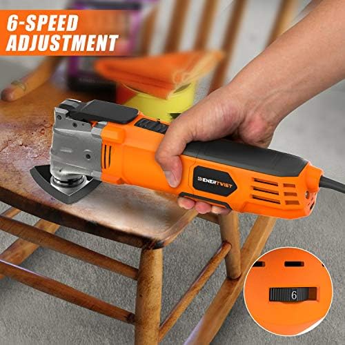 ENERTWIST Oscillating Tool, 4.2 Amp Oscillating Multitool Kit with 5° Oscillation Angle, 6 Variable Speed, 31pcs Saw Accessories, Auxiliary Handle and Carrying Bag, ET-OM-500 - Image 6
