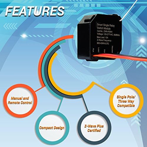 ENERWAVE Z-Wave Plus Relay, Hidden Smart Switch Wireless Remote Control to Lights and Ceiling Fans, 120-277VAC, 10A, Neutral Wire Required, ZWN-RSM1-PLUS, Black - Image 8