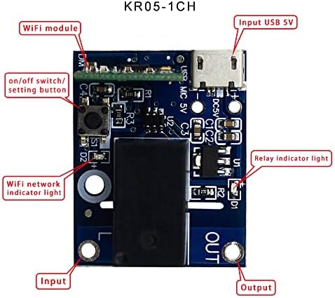 Ewelink Wifi Relay Module USB DC 5v 1 Channel Inching Self-Lock Dry Contact Remote Switch Home Automation Modules for Access Control,Computer Power On,Garage Door,Compatible with Alexa Google Home - Image 4