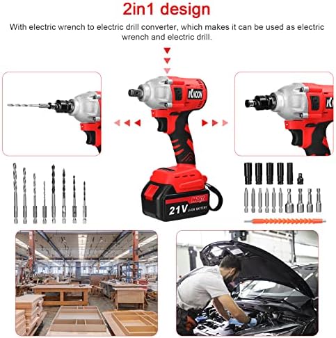 Electric drill,ERYUE Household 2in1 21V Electric Drill Electric Wrench Set Rotation Ways Adjustment High Torque Power Tool Practical Installation Device - Image 3