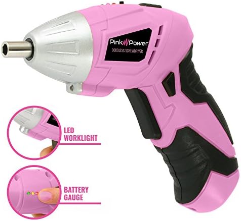 Pink Power Drill Set for Women - 18V Lightweight Pink Cordless Drill Driver & Electric Screwdriver Combo Kit with Tool Bag for Ladies Home Tool Kit - Wireless Pink Drill Set with Battery and Charger - Image 3