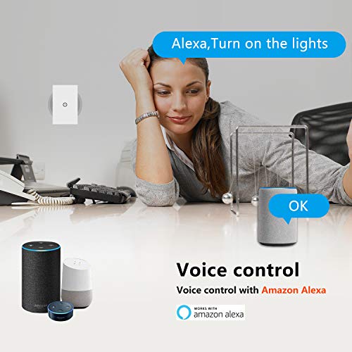 Jinvoo WiFi Wall Light Touch Panel Switch, 2.4GHz WiFi Light Switch Smartphone Remote Control, Remote Control Smart Life/Graffiti App, Timer, Alexa Compatible and Google Home White 1 Gang - Image 6