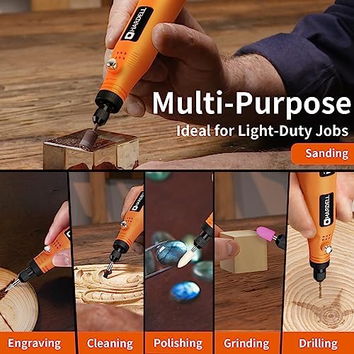 HARDELL Cordless Rotary Tool 3.7V, 3-Speed Mini Rotary Tool with 42 Rotary Tool Accessories, Rechargeable Power Rotary Tool Kit for Sanding, Drilling, Polishing, Engraving, Cleaning, DIY Crafts - Image 6
