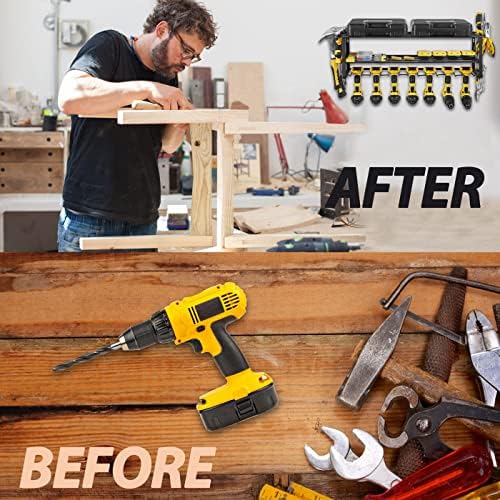 FOTEEMO Power Tool Organizer For Tool Storage, Heavy Duty Garage Wall Tool Storage Organizer 7 Drills Holders Organizers And Storage Household Wall Mount Utility Organizer Rack For Men (Black) - Image 5