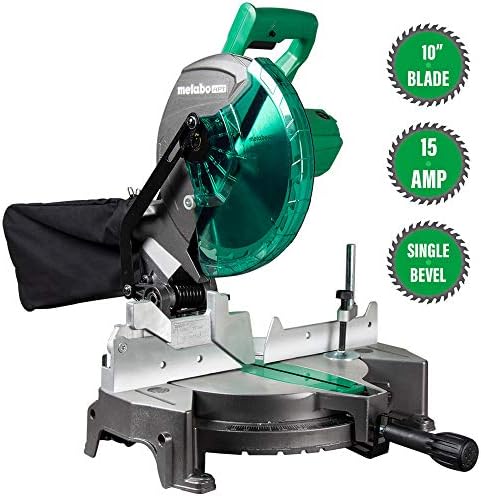Metabo HPT 10-Inch Compound Miter Saw | 0-52 Degrees Miter Cutting Range (Left/Right) | 0-45 Degrees Bevel Cutting Range (Left) | 15-Amp Motor | Includes 10-Inch 24T TCT Saw Blade | C10FCGS - Image 9