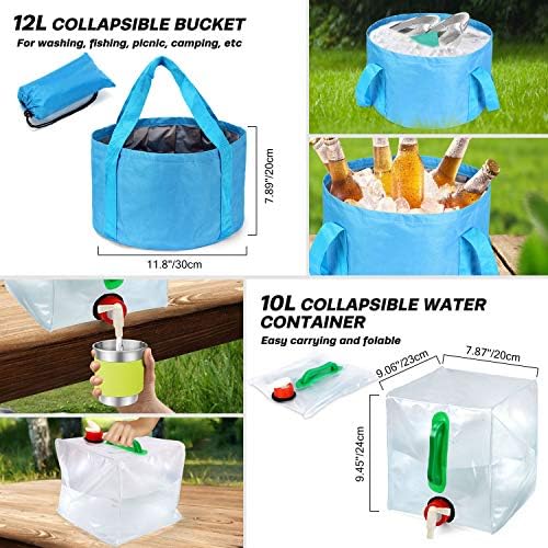Odoland 29pcs Camping Cookware Mess Kit, Non-Stick Lightweight Pots Pan Kettle, Collapsible Water Container and Bucket, Stainless Steel Cups Plates Forks Knives Spoons for Outdoor Backpacking Picnic - Image 5