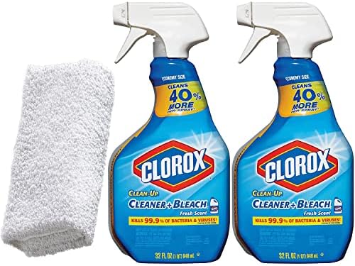 Daley Mint Towel + 2 Clean-Up Cleaner with Bleach, 32oz | Fresh Scent Bleach Spray | All Purpose House Cleaning for Kitchen, Bath, Tile, Counters
