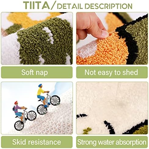 Decorative Bath Rugs Small 18x26 inch Bathroom Mats for Bath Tub Sink Water Absorbent Non Slip Microfiber Shower Rug with TPR Backing for Entrance Indoor Doormats Kitchen Carpet, Green Goose - Image 8