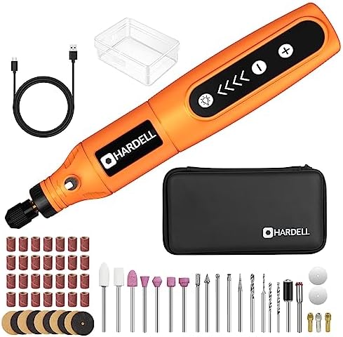 HARDELL Mini Cordless Rotary Tool, 5-Speed and USB Charging Rotary Tool Kit with 61 Accessories, Multi-Purpose 3.7V Power Rotary Tool for Sanding, Polishing, Drilling, Etching, Engraving, DIY Crafts