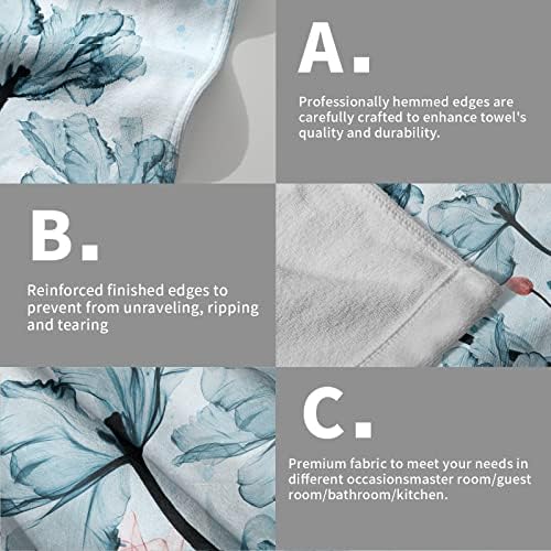 Giwawa Blue Floral Hand Towels Set of 2 Modern Flower Soft Absorbent Small Decorative Bath Towel Kitchen Dish Guest Towel for Spa Gym Home - Image 5