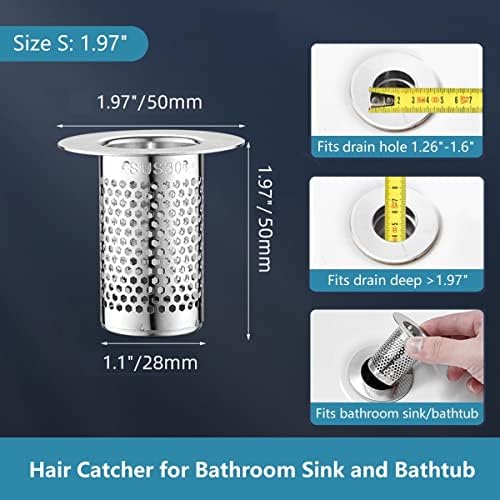 CNSZNAT 3-Pack Hair Catcher Shower Drain Strainer, Floor Drain Strainer, Stainless Steel Sink Strainer for Bathroom Washbasin Bathtub Drain, Fit Hole Size from 1.25" to 2.17" - Image 7
