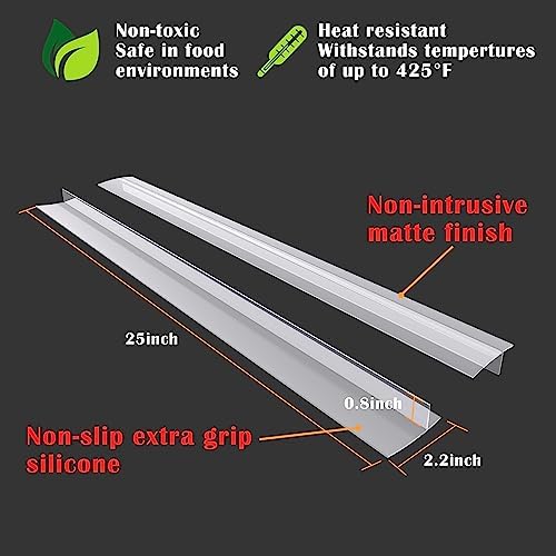 Silicone Stove Counter Gap Cover Kitchen Counter Gap Filler Transparent 25" Long Gap Filler Sealing Spills between Kitchen Appliances Washing Machine and Stovetop, Set of 2 (Clear) - Image 5
