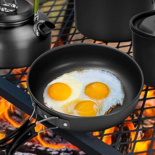 Odoland 29pcs Camping Cookware Mess Kit, Non-Stick Lightweight Pots Pan Kettle, Collapsible Water Container and Bucket, Stainless Steel Cups Plates Forks Knives Spoons for Outdoor Backpacking Picnic - Image 8