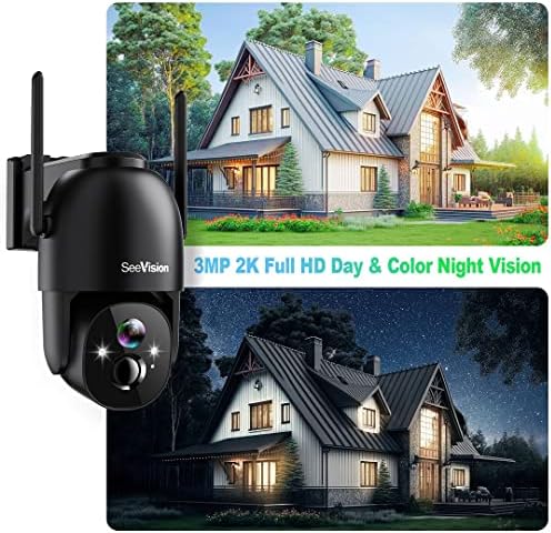 Solar Security Cameras Wireless Outdoor, SeeVision 2K Battery Powered PTZ WiFi 3MP Security Camera for Home with Spotlight, PIR Motion Detection,Siren, Color Night Vision, 2-Way Talk, SD/Cloud Storage - Image 4