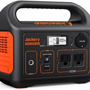 Jackery Portable Power Station Explorer 300, 293Wh Backup Lithium Battery, 110V/300W Pure Sine Wave AC Outlet, Solar Generator (Solar Panel Not Included) for Outdoors Camping Travel Hunting Blackout