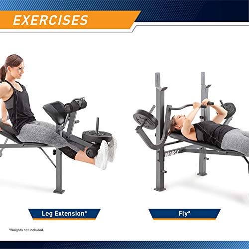 Marcy Standard Weight Bench Incline with Leg Developer and Butterfly Arms, Multifunctional Workout Equipment, Workout Equipment for Home Gym, Alloy Steel MD-389 - Image 6