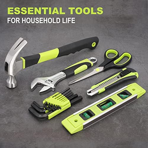 FASTPRO 232-Piece 20V Cordless Lithium-ion Drill Driver and Home Tool Set, Household Repairing Tool Kit with Drill, 12-Inch Wide Mouth Open Storage Tool Bag, Green - Image 6