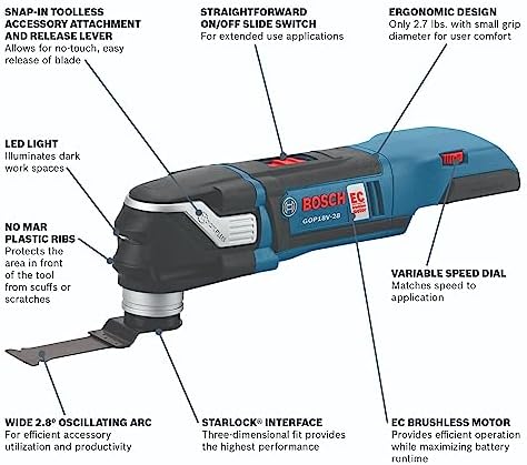 BOSCH GXL18V-901B25 18V 9-Tool Combo Kit 2-In-1 Bit/Socket Impact Driver, Hammer Drill/Driver, Recip Saw, Circ Saw, Oscillating Tool, Angle Grinder, Vacuum, Worklight, (2) CORE18V 4 Ah Batteries - Image 17
