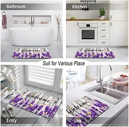 LMSM Lavender Bathroom Rugs, Purple Indoor Front Door Mats for Enterway Floor, Absorbent Quick Dry Non-Slip Kitchen Floor Mats for Bathtub Shower Sink 16×24 Inch - Image 7