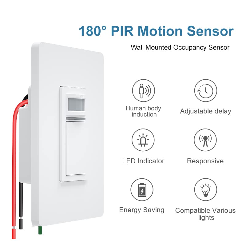 Smart Motion Sensor Light Switch, Milfra PIR Occupancy Sensor Switch Single Pole 2.4GHz Wi-Fi Light Switch Compatible with Alexa and Google Assistant (1) - Image 2