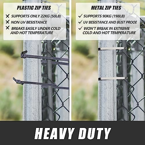 Metal Zip Ties - Heavy Duty Self-Locking Stainless Steel Cable Ties for Machinery, Vehicles, Farms, Pipes and More (11.8 inch, 100pcs) - Image 7