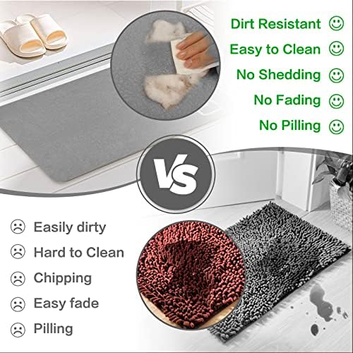 WESIDUNMU Simple-Thin Diatomaceous Bath Mat Bathtub mat，Soft & Comfort Touch Fast Drying& Non-Slip Shower Mat High Water Absorbency Bathroom Floor Mat, Machine Washable, Size 15.7" x 23.6"，Grey - Image 5