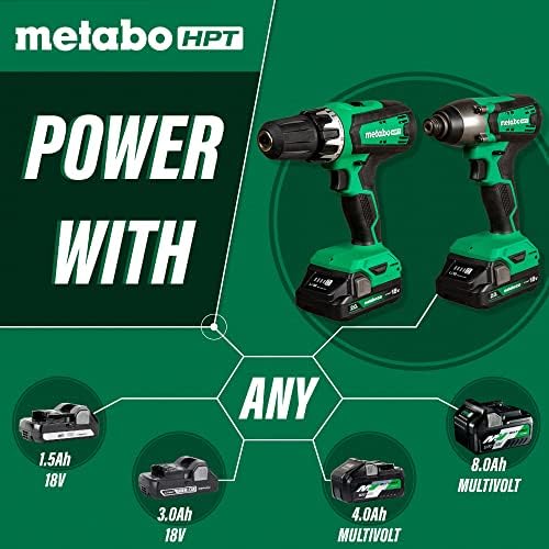 Metabo HPT 18V MultiVolt Hammer Drill and Impact Driver Combo Kit | Cordless | 2-2.0Ah Li-Ion Batteries w/Fuel Gauge | Lifetime Tool Warranty | KC18DFX - Image 4