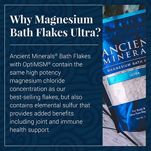 Ancient Minerals Magnesium Bath Flakes Ultra with OptiMSM - Resealable Magnesium Supplement Bag of Zechstein Chloride with Proven Better Absorption Than Epsom Bath Salt (1.65 lb) - Image 2