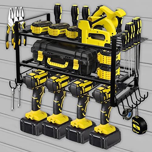 Power Tool Organizer,Garage Organizers,Drill Holder Wall Mount, Drill Storage Rack, Heavy Duty Metal Tool Shelf Utility Racks - Utility Storage Rack for Cordless Drill ,Gift for Father Men Dad